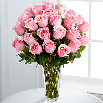 Long Stem Pink Rose Bouquet