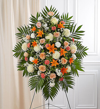 Peach, Orange &amp;amp; White Sympathy Standing Spray