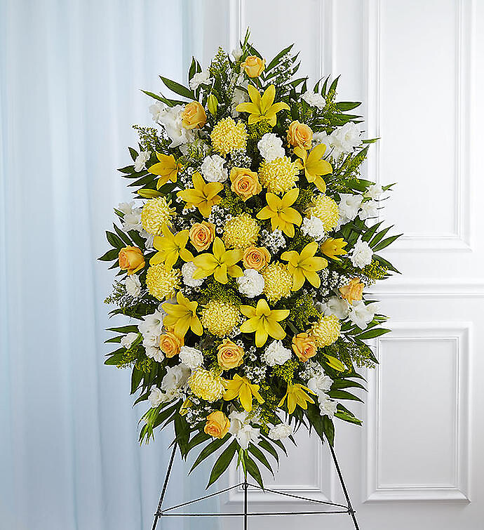 Yellow &amp;amp; White Sympathy Standing Spray