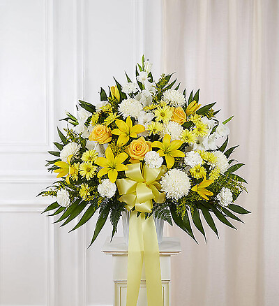 Heartfelt Sympathies&amp;trade; Standing Basket- Yellow