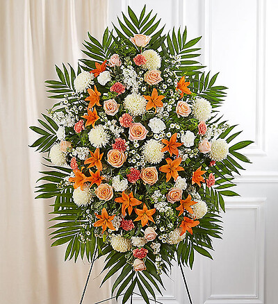 Peach, Orange &amp;amp; White Sympathy Standing Spray