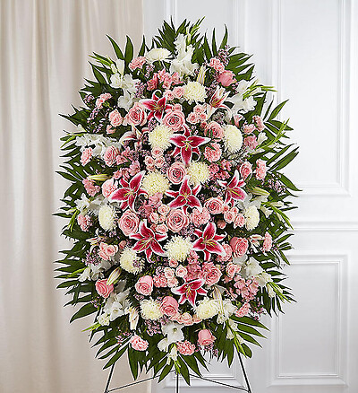 Pink &amp;amp; White Sympathy Standing Spray