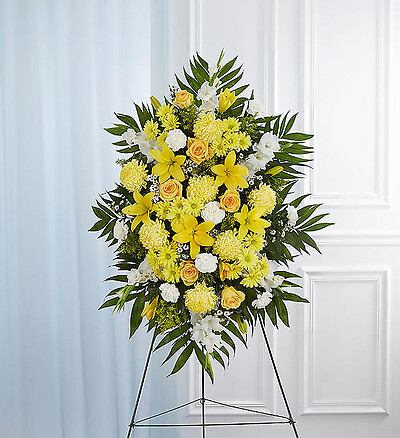 Yellow &amp;amp; White Sympathy Standing Spray