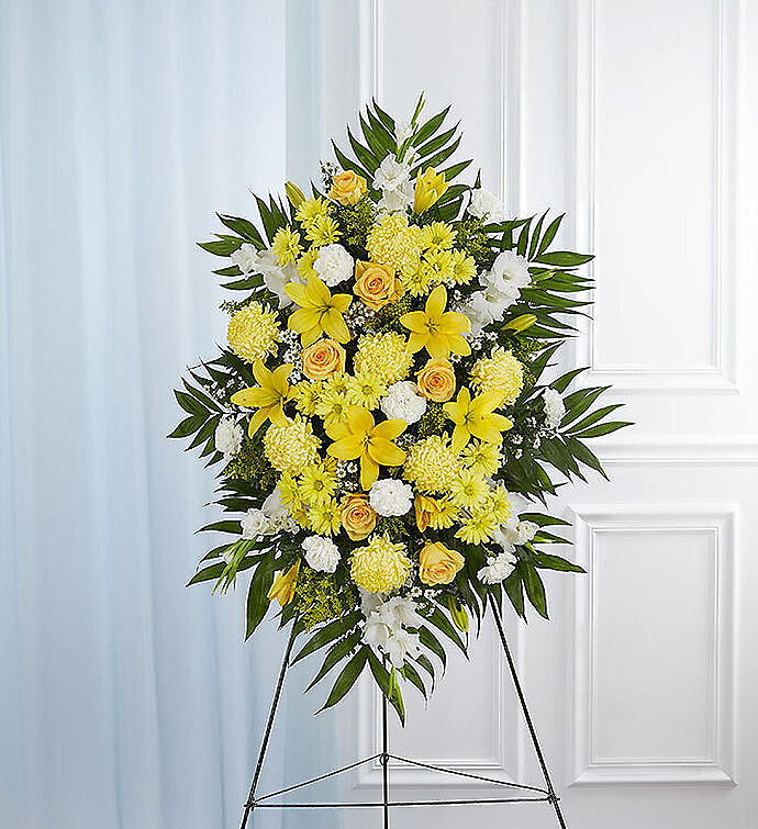 Yellow &amp;amp; White Sympathy Standing Spray