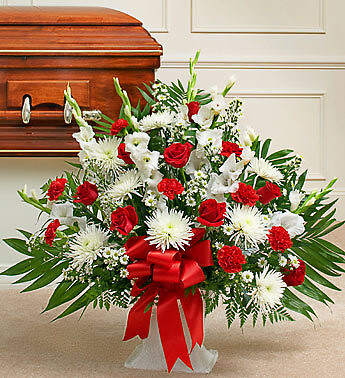 Tribute Red &amp;amp; White Floor Basket Arrangement