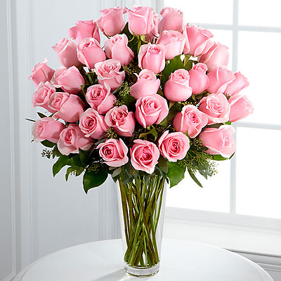 Long Stem Pink Rose Bouquet