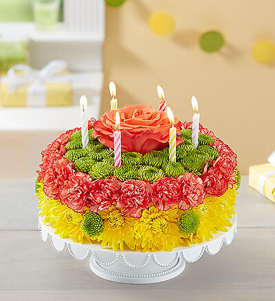 Birthday Wishes Flower Cake® Vibrant from 1-800-FLOWERS.COM